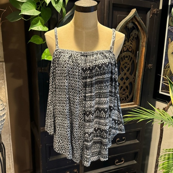 Anthropologie cold shoulder tank top. Tribal and floral patterns. - Picture 1 of 14